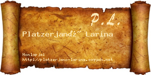 Platzerjanó Larina névjegykártya